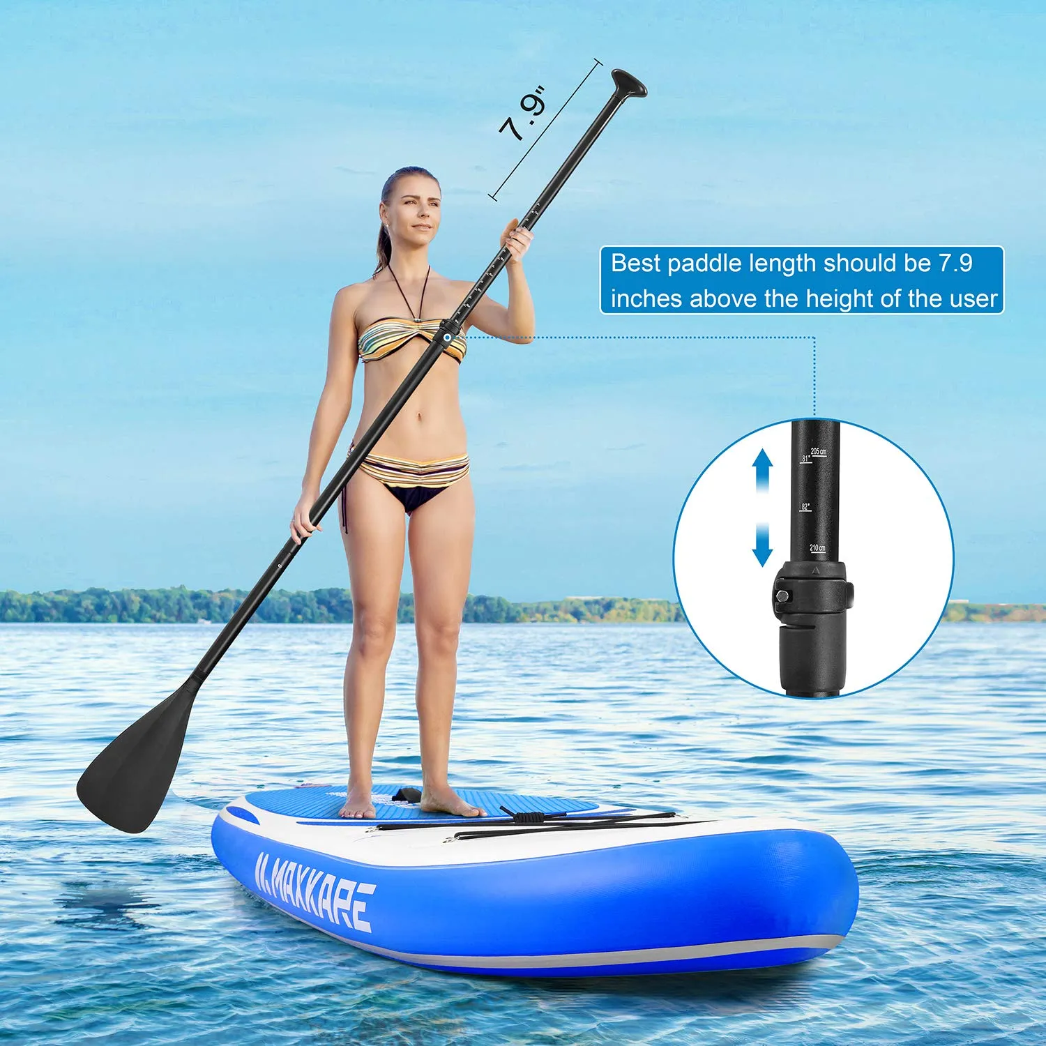 Stand Up Paddle Board Inflatable SUP W Stand-up Paddle Board Accessories Backpack Paddle Leash Pump Non-Slip Deck ISUP Fishing Yoga Rigid Solid 10'× 30" ×6'' Thick Adult & Youth & Kid