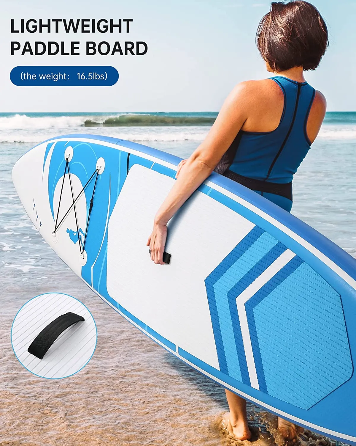 Stand Up Paddle Board Inflatable SUP W Stand-up Paddle Board Accessories Backpack Paddle Leash Pump Non-Slip Deck ISUP Fishing Yoga Rigid Solid 120''× 30" ×6'' Thick Adult & Youth & Kid