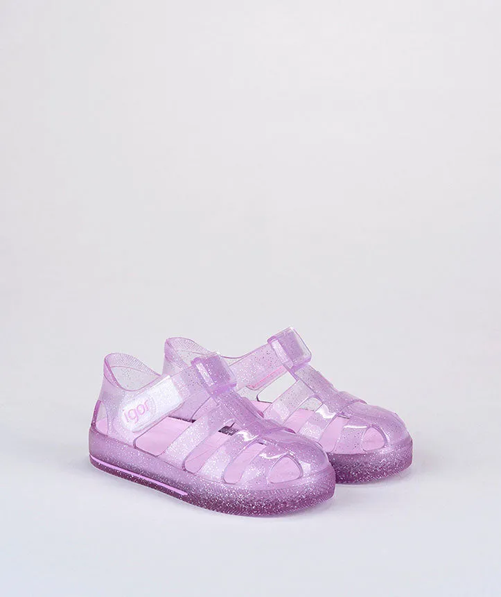 Star glitter lavender fisherman jellie sandal