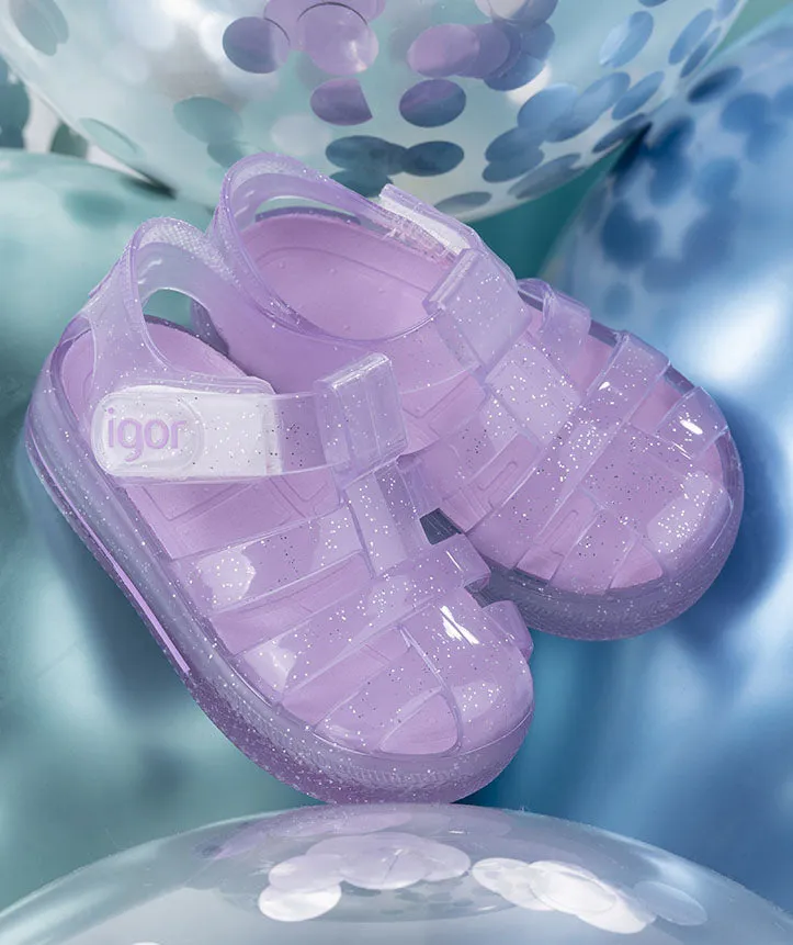 Star glitter lavender fisherman jellie sandal