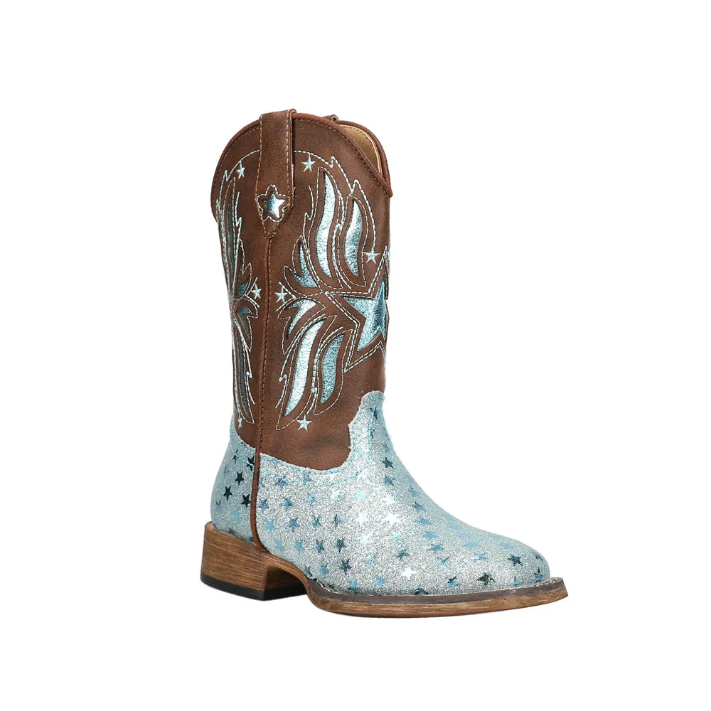 Starlet Tooled Inlay Square Toe Cowboy Boots (Little Kid)