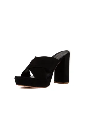 Suede Crossover 110mm Sandal - Black