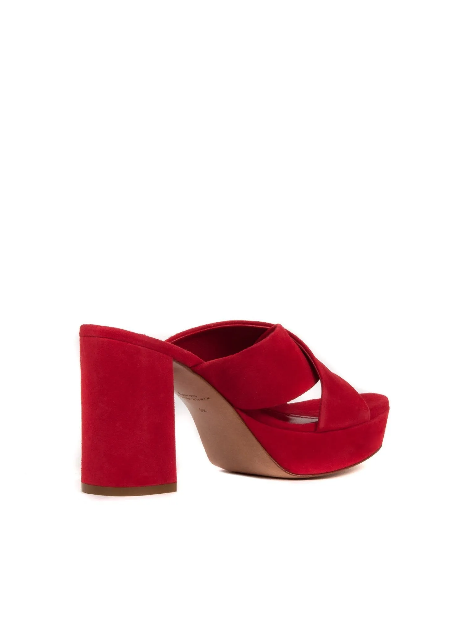 Suede Crossover 90mm Sandal - Red