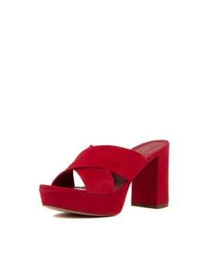 Suede Crossover 90mm Sandal - Red