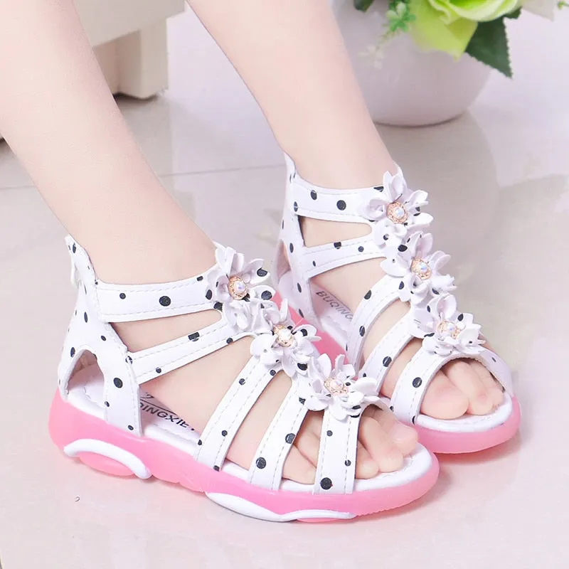 Summer Girls Pearl Beading Roman Sandals