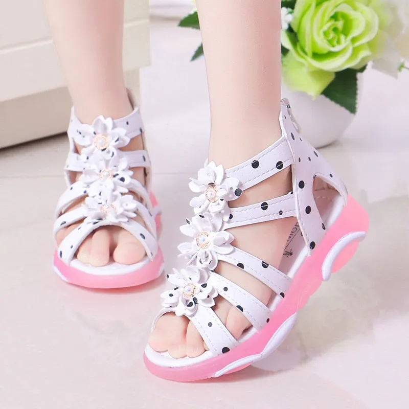 Summer Girls Pearl Beading Roman Sandals