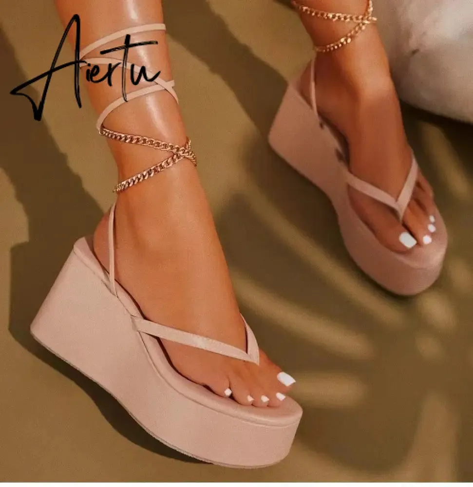 Summer Women High Wedge Heels Espadrille Soled Sandals Slippers Shoes Female Bowknot Gladiator Slingback Sandals Slippers Shoes