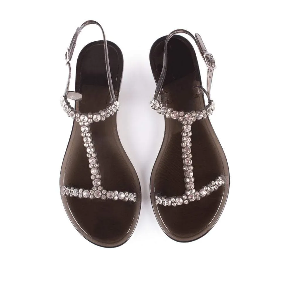 Tara T-Bar Diamante Detail Jelly Sandals