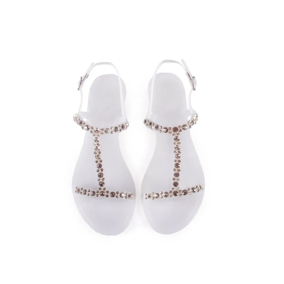 Tara T-Bar Diamante Detail Jelly Sandals