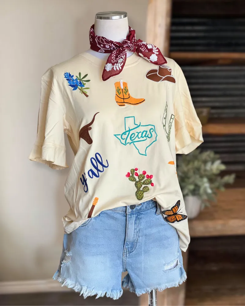 Texas Embroidery Cotton Tee