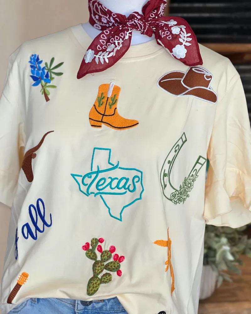 Texas Embroidery Cotton Tee