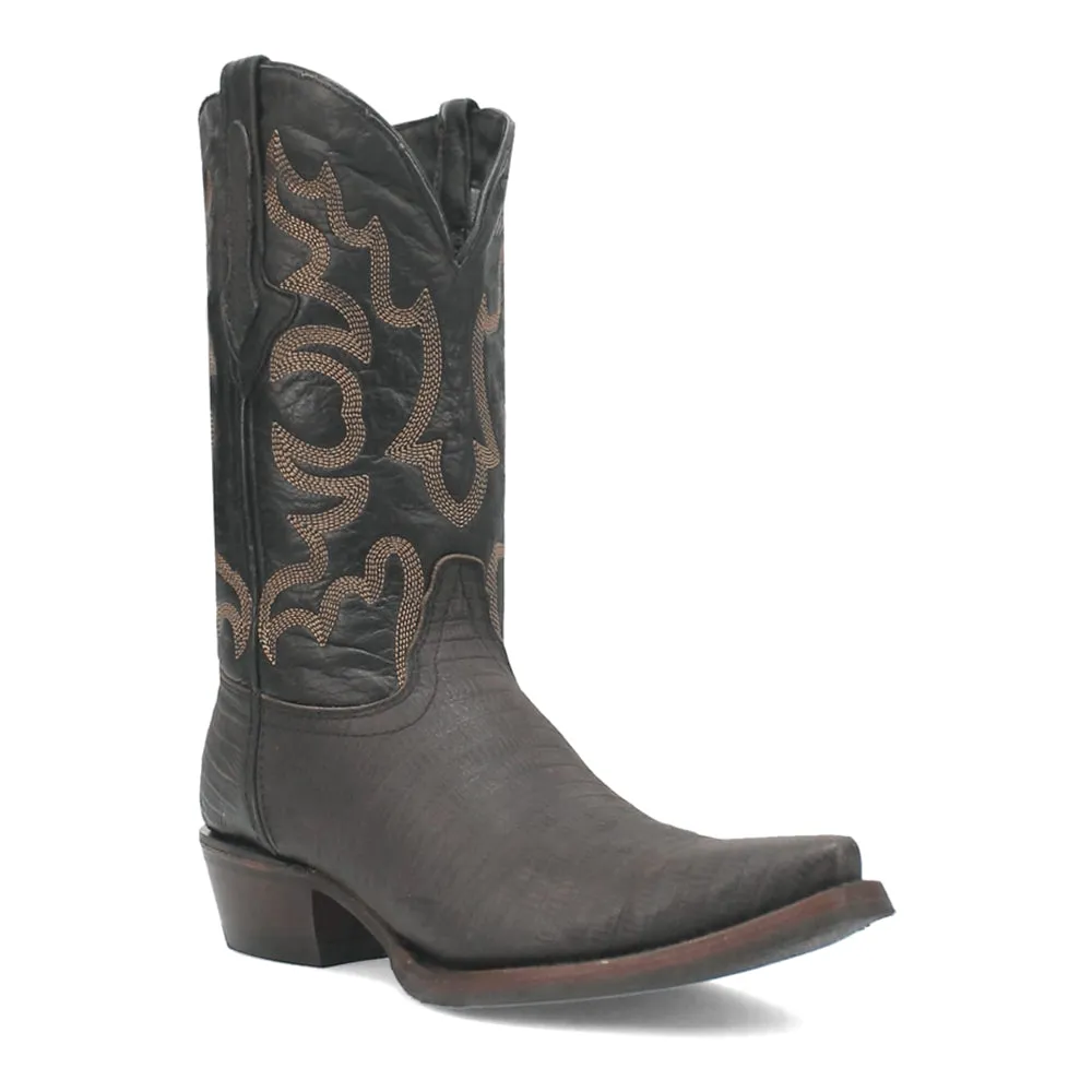 The Duke Embroidered Lizard Print Snip Toe Cowboy Boots