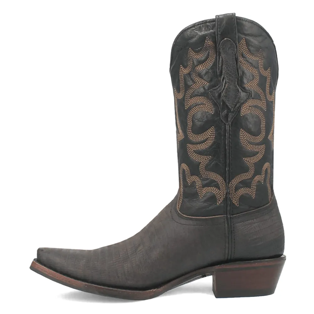 The Duke Embroidered Lizard Print Snip Toe Cowboy Boots