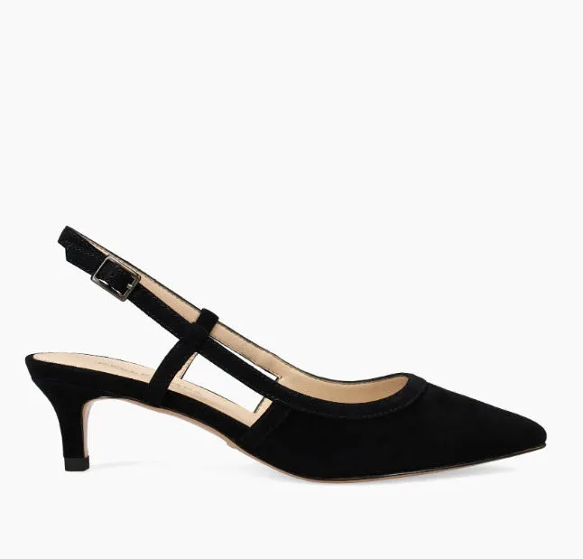 The Posted Sling Almond Toe Pump in Black