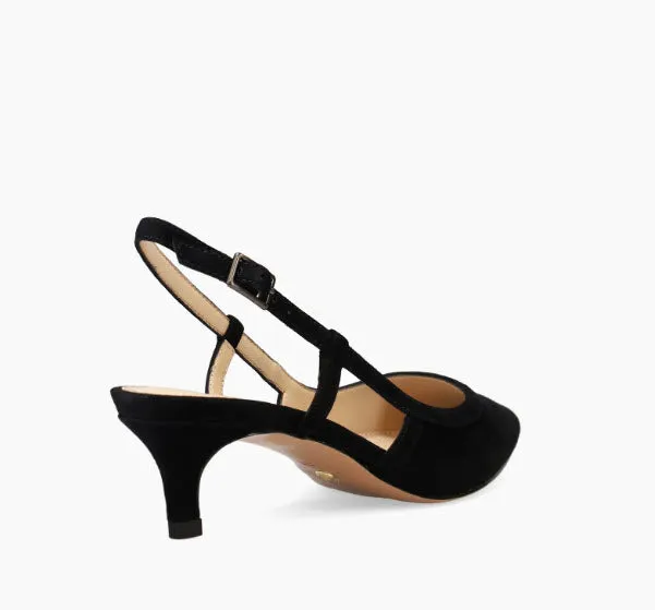 The Posted Sling Almond Toe Pump in Black