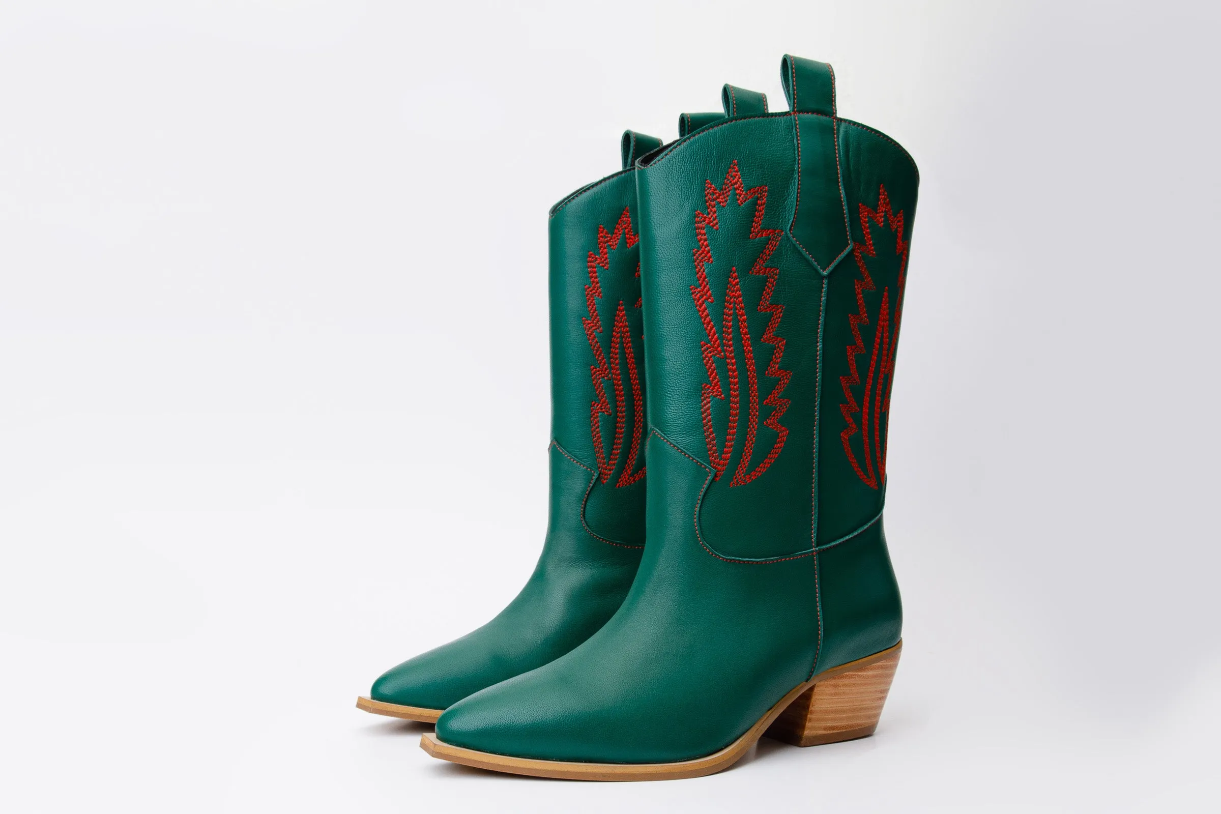 The Togg Green Leather Cowboy Women Boot