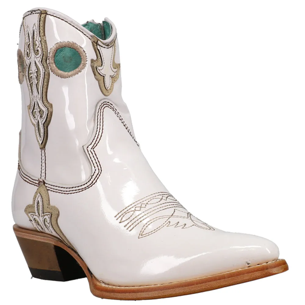 Tooled-Inlay Embroidery Pointed Toe Cowboy Booties