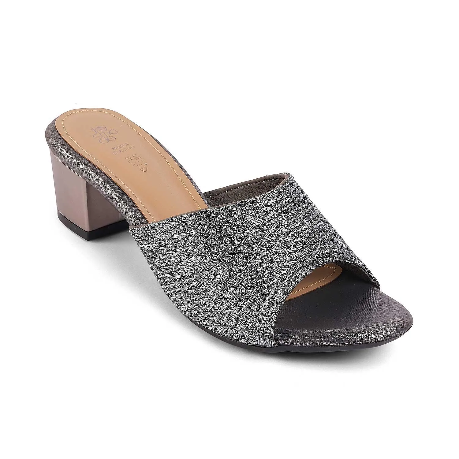 Tresmode Shimmer Pewter Women's Dress Block Heel Sandals