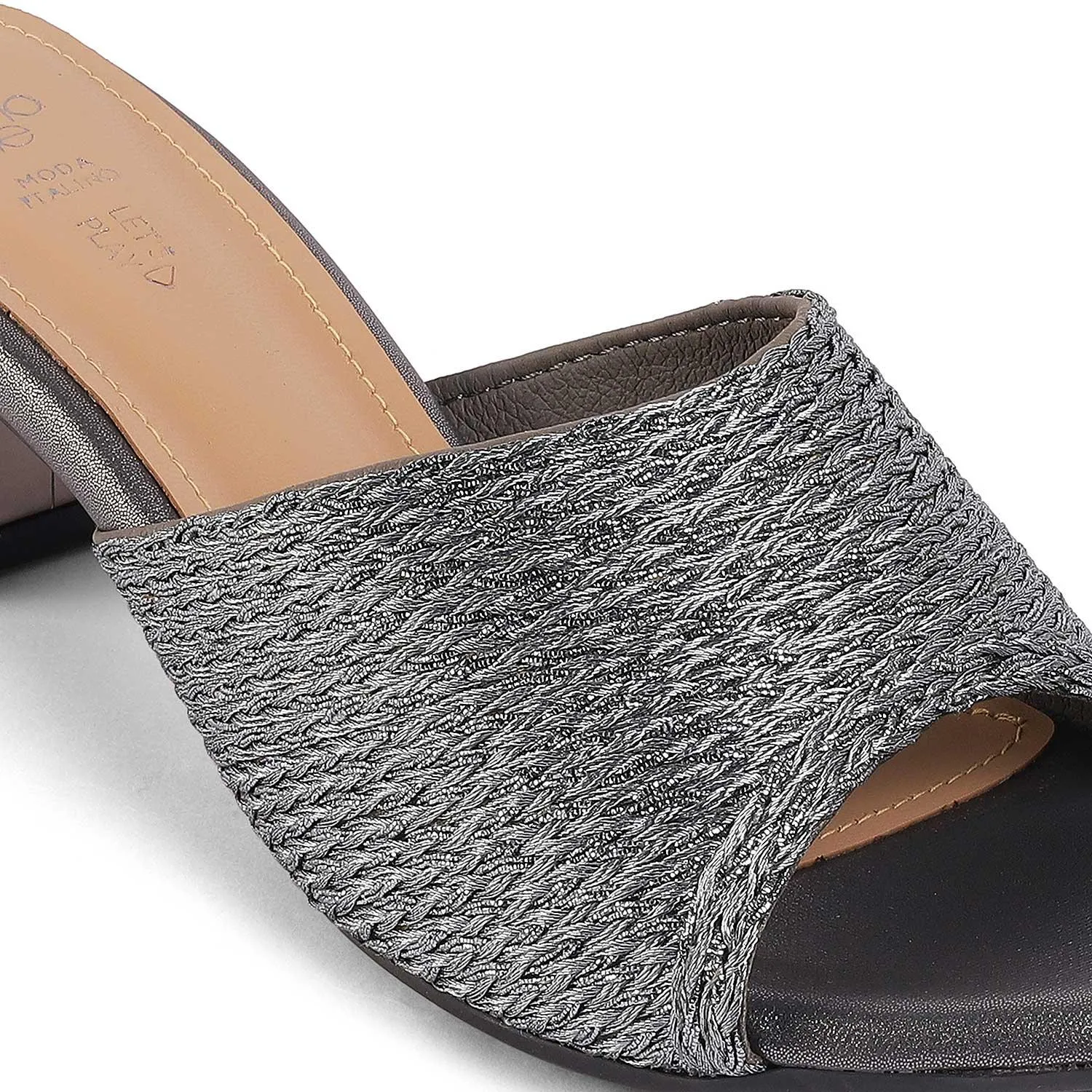 Tresmode Shimmer Pewter Women's Dress Block Heel Sandals