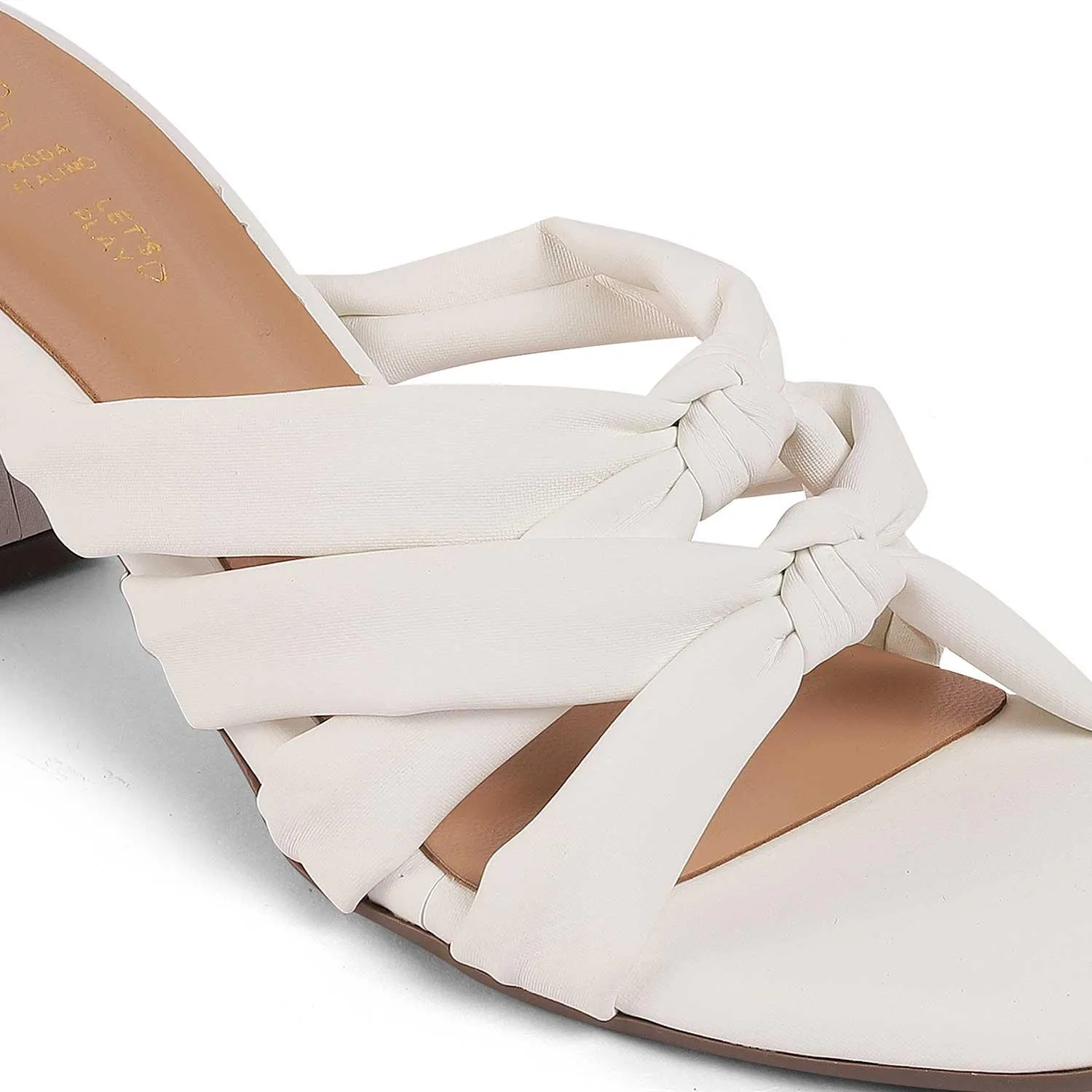 Tresmode Sofstrip White Women's Casual Block Heel Sandals