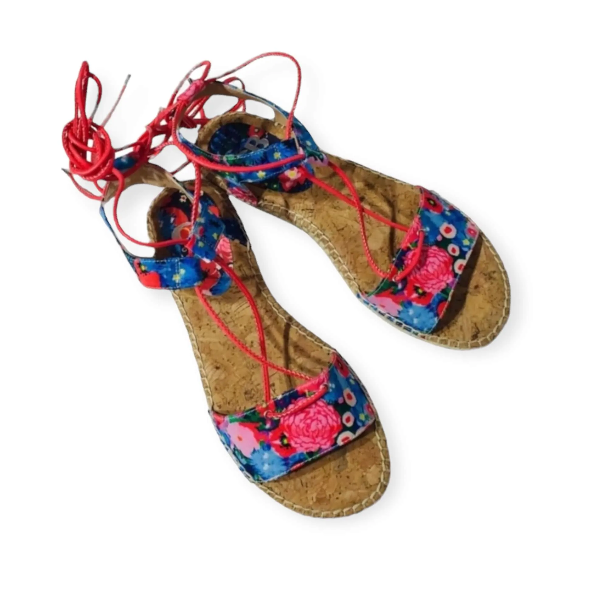 Tropical Espadrille Lace Up Ankle Sandals