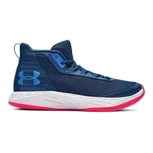 Under Armour Boys' Grade School Jet 2018 Basketball Shoe Petrol Blue (404)/White 5 M US Big Kid