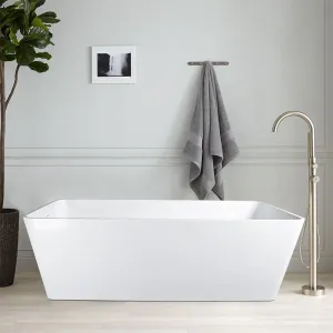 Vanity Art Bretagne 67" Bathtub Free-Standing Slotted Overflow Resin Stone Matte White VA6914-ML New