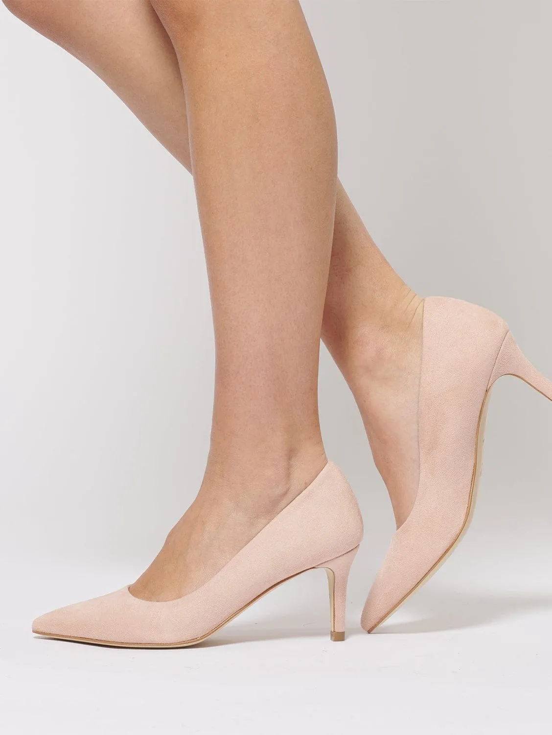 Vegan Suede Pointed Toe Pumps | Nude