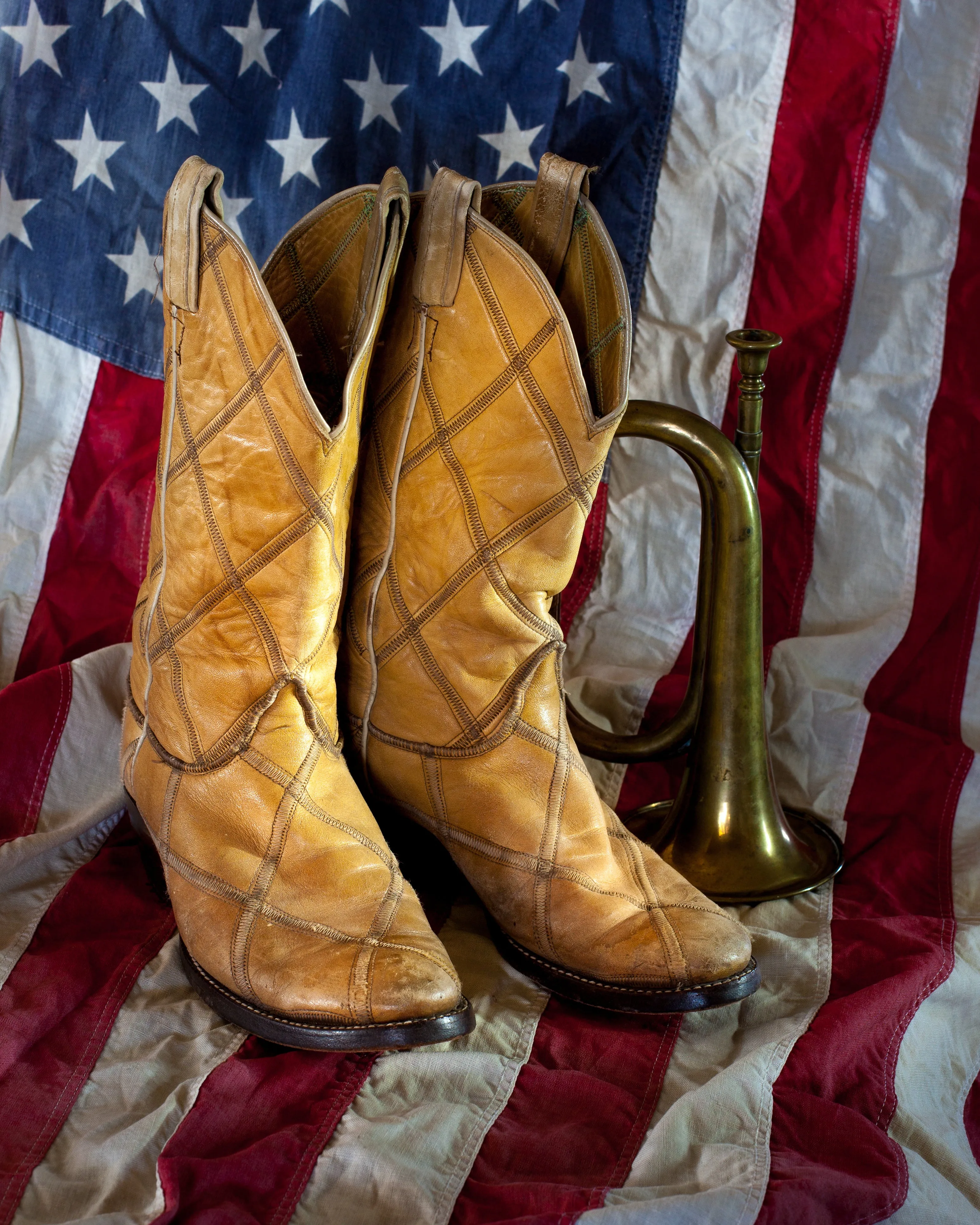 Western Fabric, Cowboy boots on a flag 560