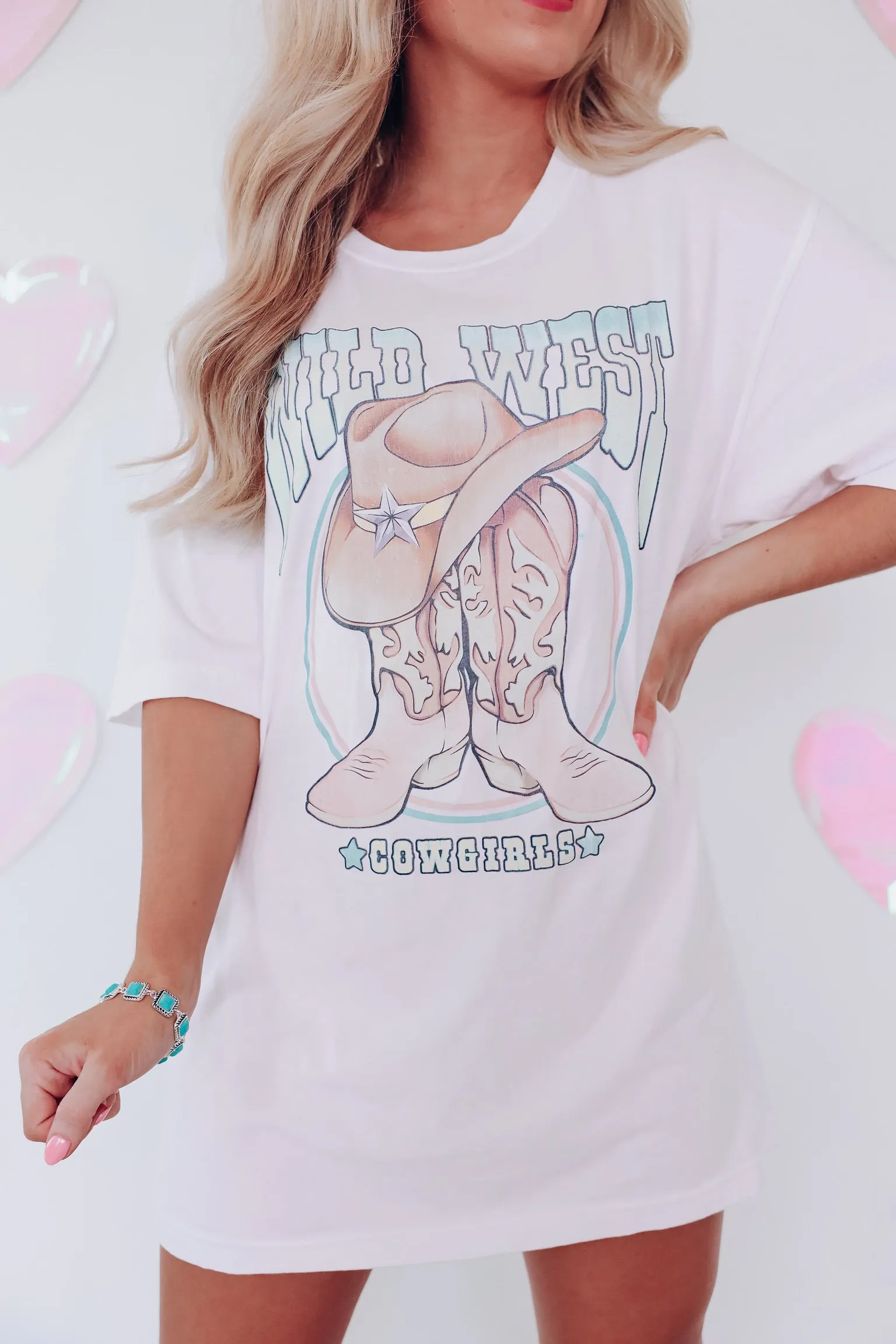 Wild West Cowgirl Graphic Tee - White