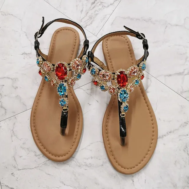 ZONNEBLOEM Rhinestone Simple Buckle Sandal Shoes