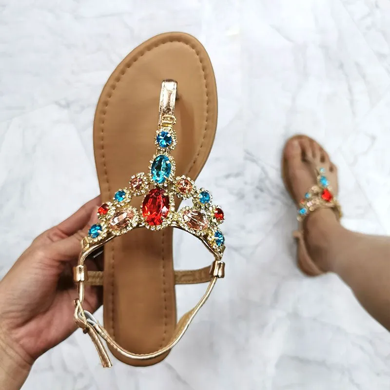 ZONNEBLOEM Rhinestone Simple Buckle Sandal Shoes