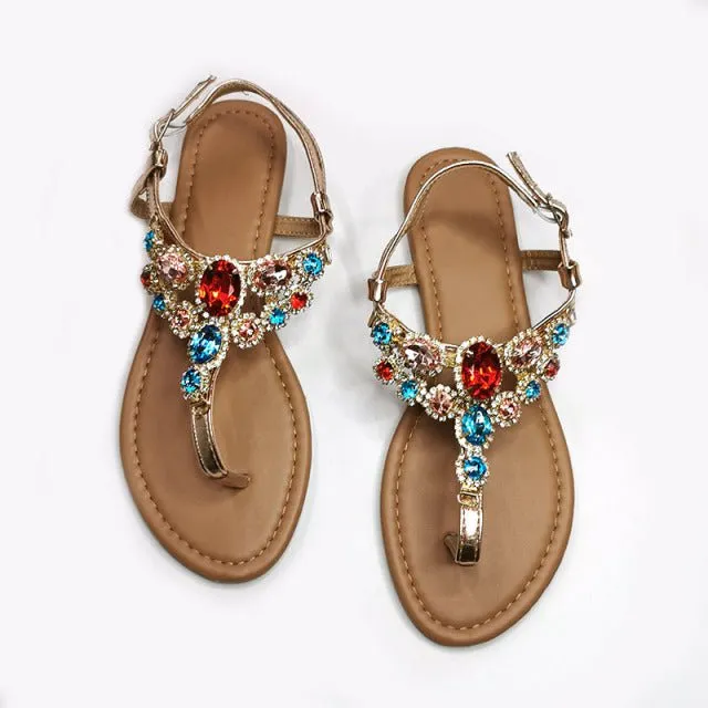 ZONNEBLOEM Rhinestone Simple Buckle Sandal Shoes