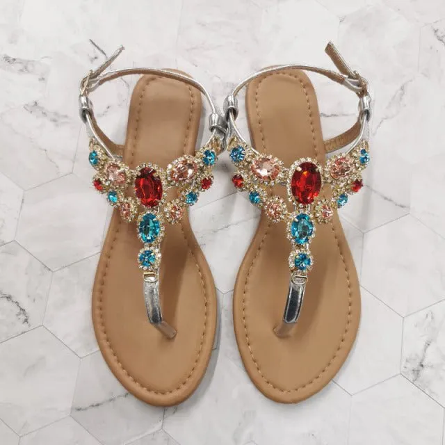 ZONNEBLOEM Rhinestone Simple Buckle Sandal Shoes